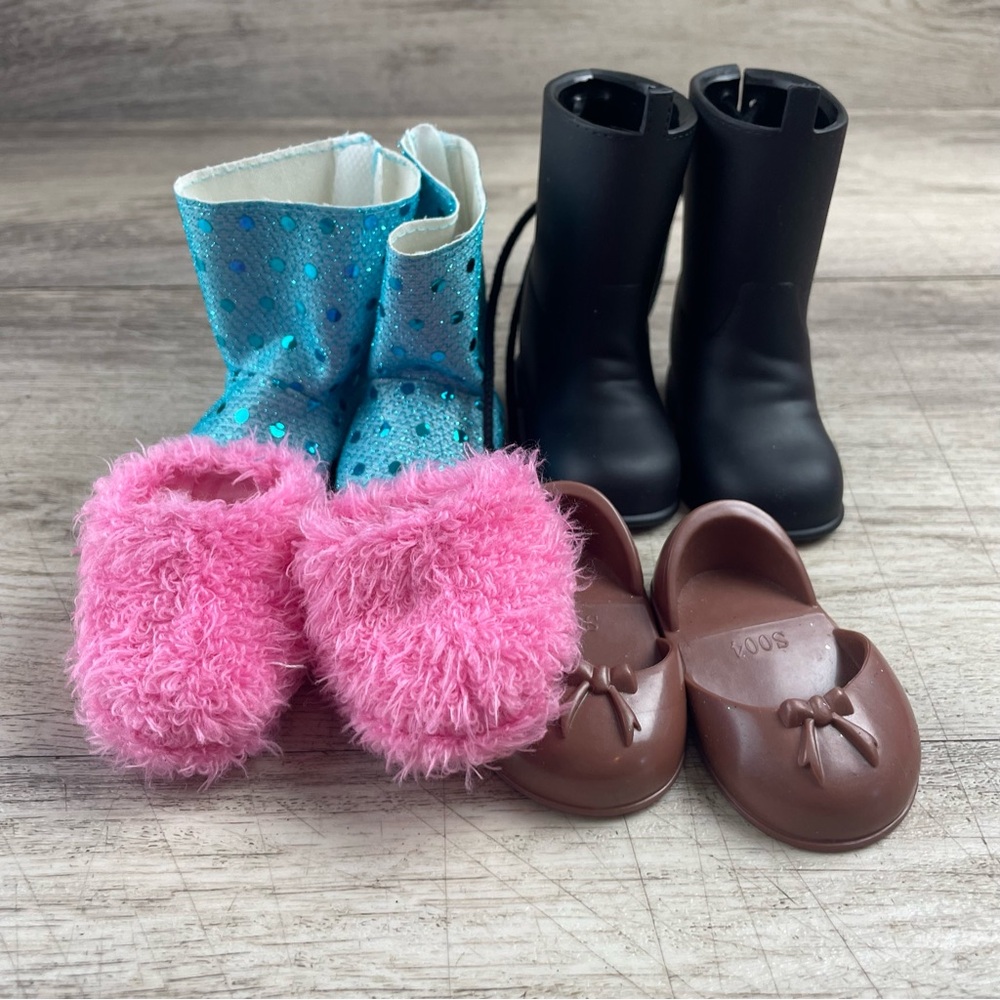 Lot of SHOES for 18 INCH DOLLS Fits American Girl, Battat - Boots Slippers Flats